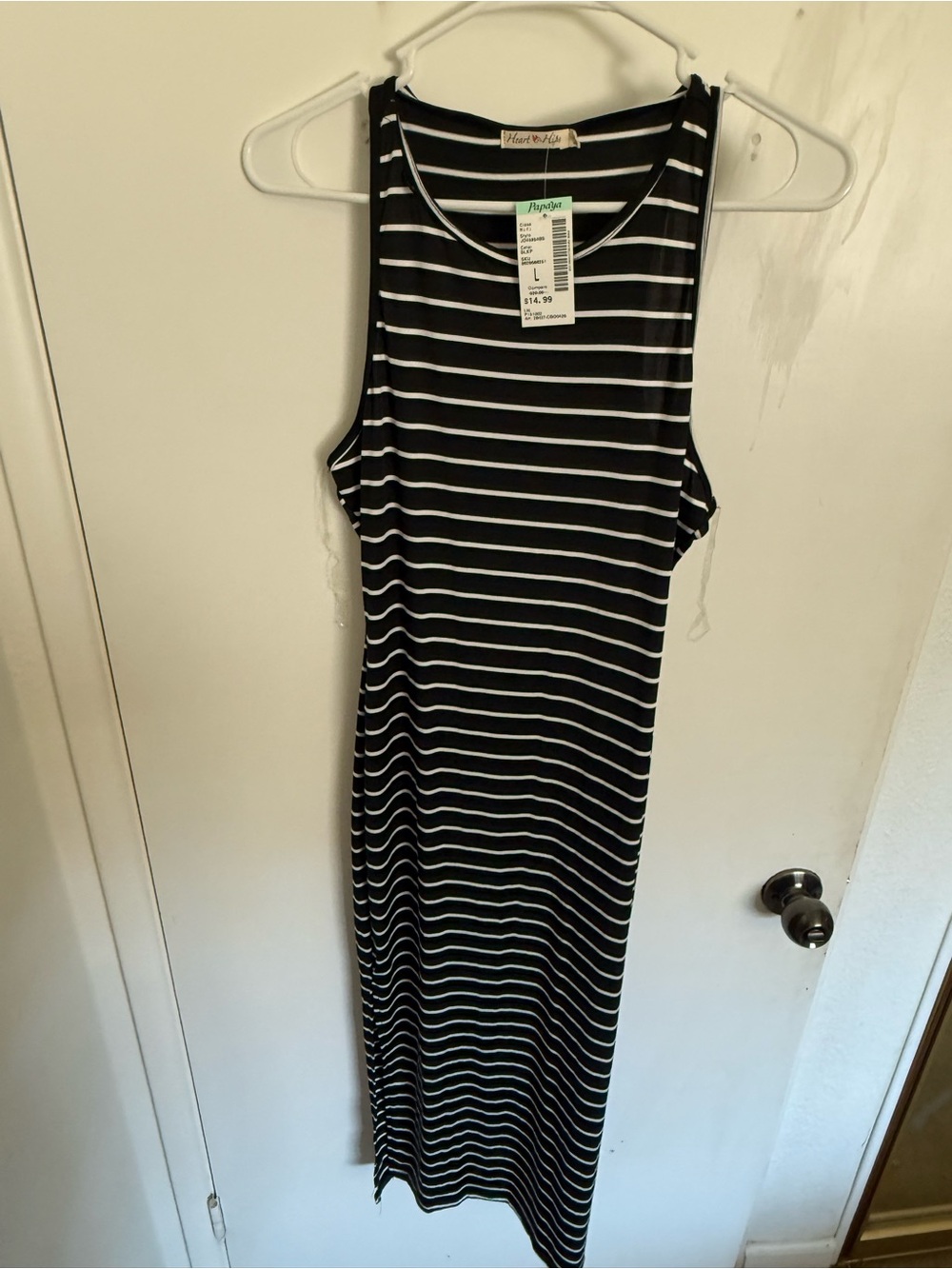 Black & White Striped Sleeveless Maxi Dress